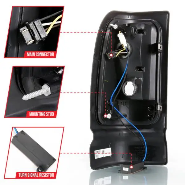ANZO 1994-2001 Dodge Ram 1500 LED Taillights Plank Style Black w/Clear Lens thumbnail 13