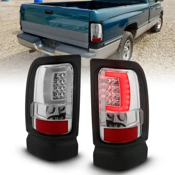 ANZO 1994-2001 Dodge Ram 1500 LED Taillights Plank Style Chrome w/ Clear Lens thumbnail 2
