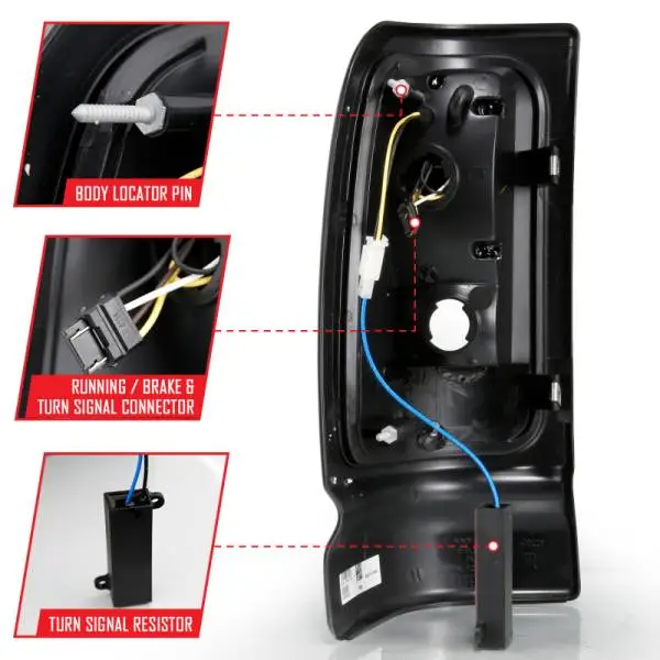 ANZO 1994-2001 Dodge Ram 1500 LED Taillights Plank Style Chrome w/ Clear Lens thumbnail 12