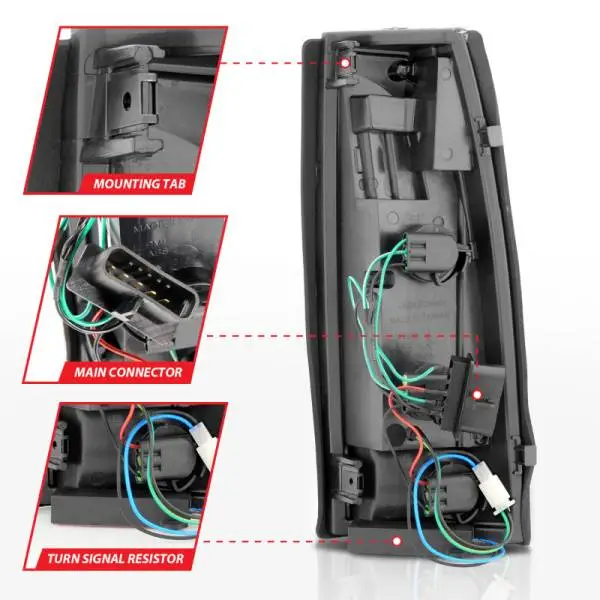 ANZO 1999-2000 Cadillac Escalade LED Taillights Black Housing Clear Lens Pair thumbnail 11