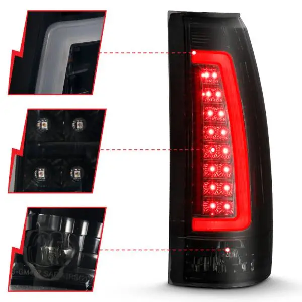 ANZO 1999-2000 Cadillac Escalade LED Taillights Black Housing Smoke Lens Pair thumbnail 11