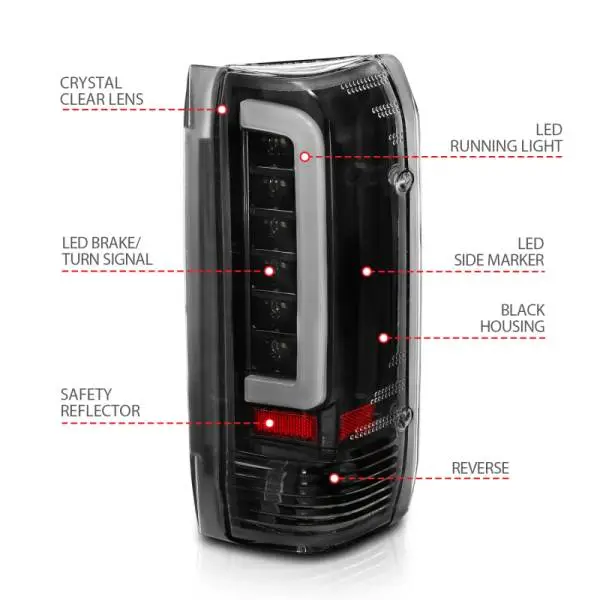 ANZO 1987-1996 Ford F-150 LED Taillights Black Housing Clear Lens (Pair) thumbnail 12