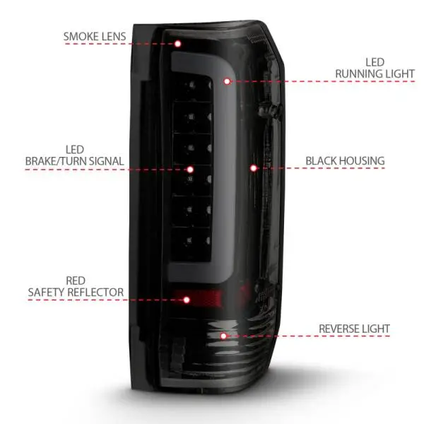 ANZO 1987-1996 Ford F-150 LED Taillights Black Housing Smoke Lens (Pair) thumbnail 9
