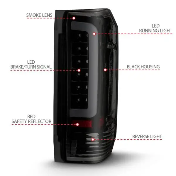 ANZO 1987-1996 Ford F-150 LED Taillights Black Housing Smoke Lens (Pair) thumbnail 12