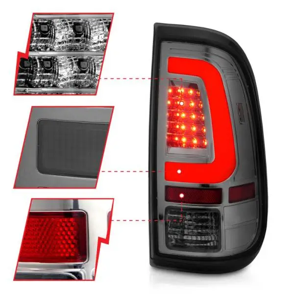 ANZO 2008-2016 Ford F-250 LED Taillights Chrome Housing Smoke Lens (Pair) thumbnail 3