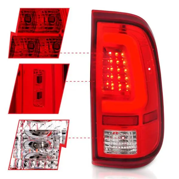 ANZO 2008-2016 Ford F-250 LED Taillights Chrome Housing Red/Clear Lens (Pair) thumbnail 9