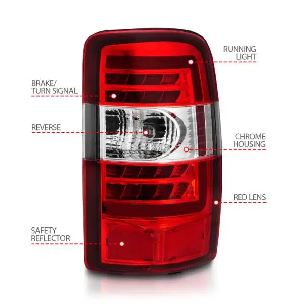 ANZO 2000-2006 Chevrolet Tahoe LED Tail Lights w/ Red Lens Chrome Housing thumbnail 11