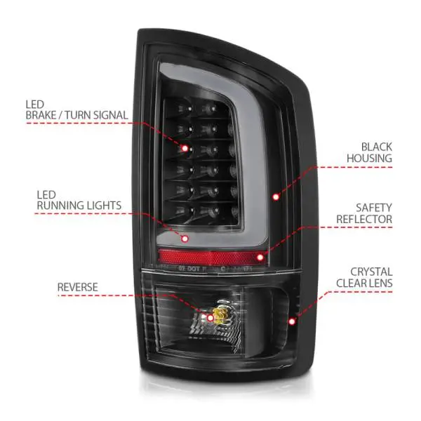 ANZO 2002-2006 Dodge  Ram 1500 LED Tail Lights w/ Light Bar Black Housing Clear Lens thumbnail 7