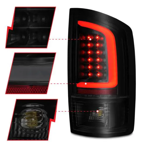 ANZO 2002-2006 Dodge  Ram 1500 LED Tail Lights w/ Light Bar Black Housing Smoke Lens thumbnail 9