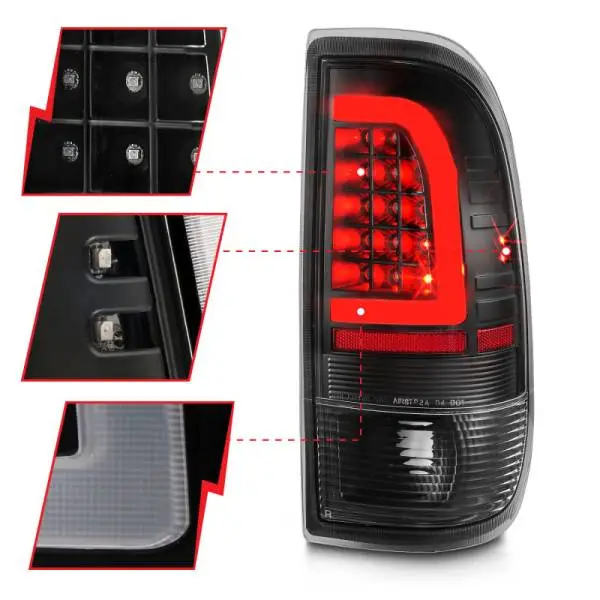 ANZO 1997-2003 Ford F-150 LED Tail Lights w/ Light Bar Black Housing Clear Lens thumbnail 4