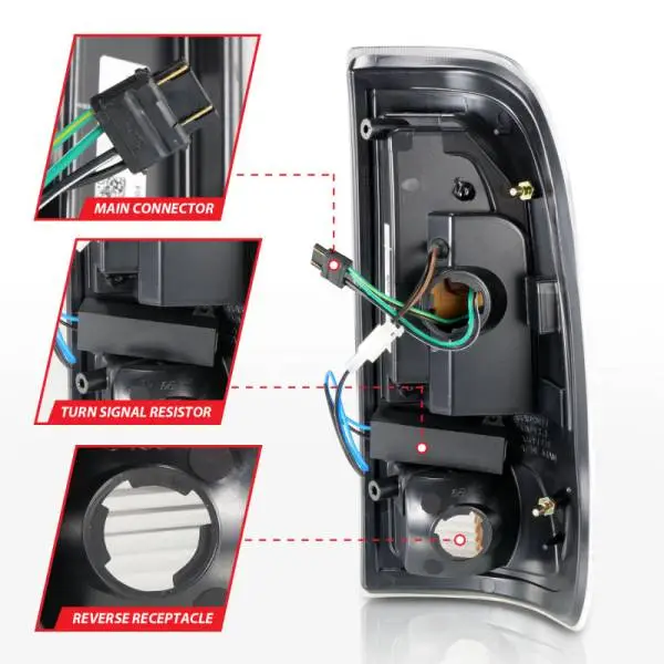 ANZO 1997-2003 Ford F-150 LED Tail Lights w/ Light Bar Black Housing Clear Lens thumbnail 11