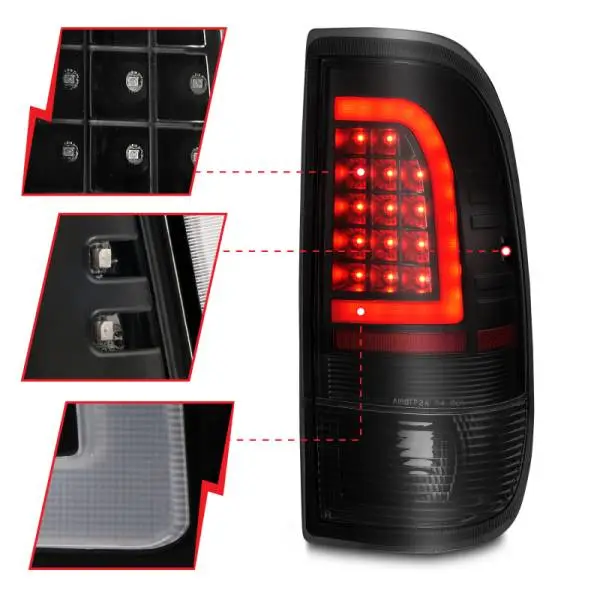 ANZO 1997-2003 Ford F-150 LED Tail Lights w/ Light Bar Black Housing Smoke Lens thumbnail 9