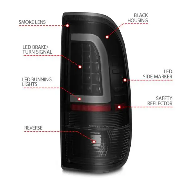 ANZO 1997-2003 Ford F-150 LED Tail Lights w/ Light Bar Black Housing Smoke Lens thumbnail 10