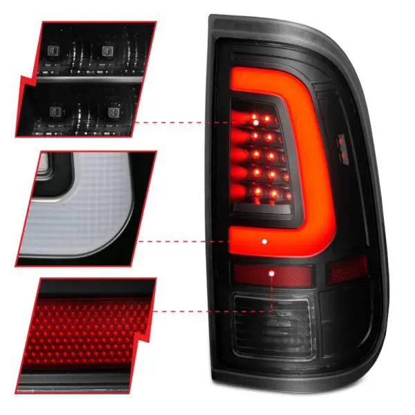 ANZO 2008-2016 Ford  F-250  LED Tail w/ Lights Bar Black Housing Smoke Lens thumbnail 4