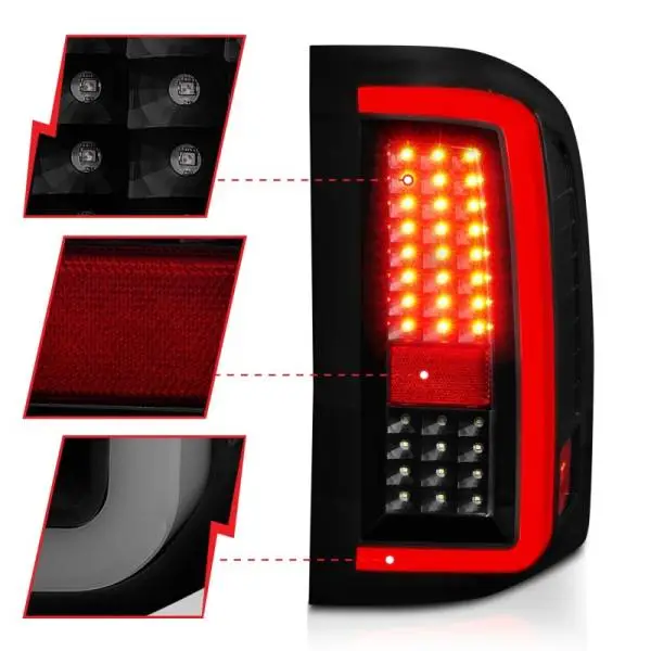 ANZO 2007-2013 Chevrolet Silverado1500/ 2500/ 3500 LED Tail Lights w/ Light Bar Black Housing Smoke thumbnail 4