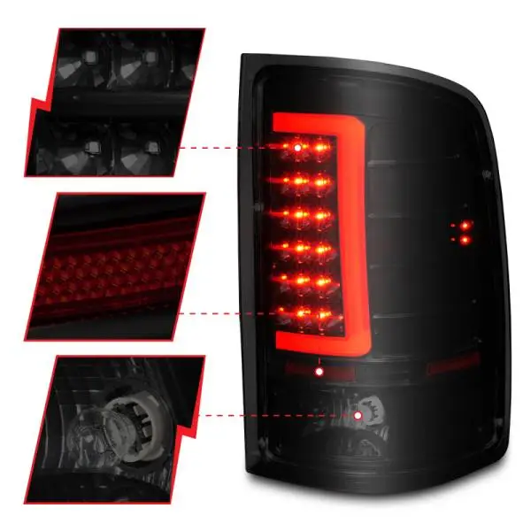 ANZO 2007-2013 GMC Sierra LED Tail Lights w/ Light Bar Black Housing Smoke Lens thumbnail 4