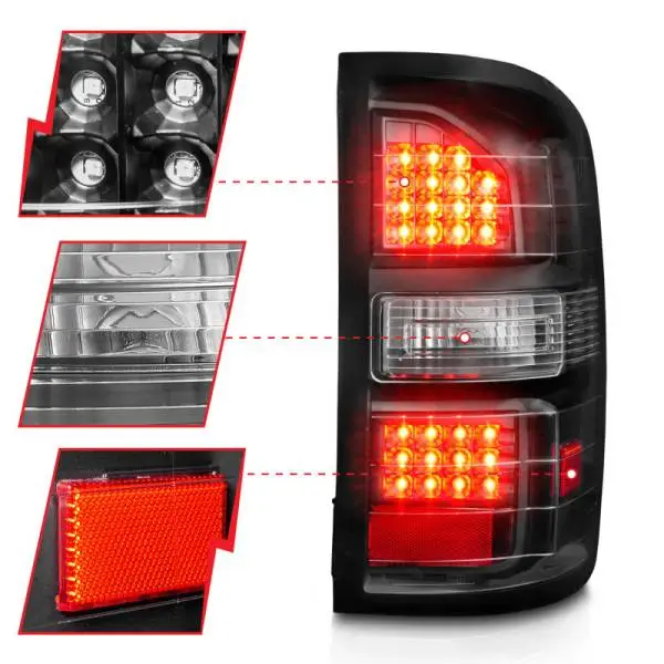 ANZO 2014-2018 GMC Sierra LED Tail Lights Black Housing Clear Lens thumbnail 10
