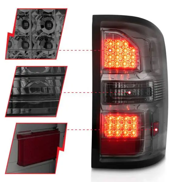ANZO 2014-2018 GMC Sierra LED Tail Lights Black Housing Smoke Lens thumbnail 4