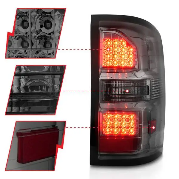 ANZO 2014-2018 GMC Sierra LED Tail Lights Black Housing Smoke Lens thumbnail 10