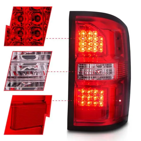 ANZO 2014-2018 GMC Sierra LED Tail Lights Black Housing Red/Clear Lens thumbnail 10
