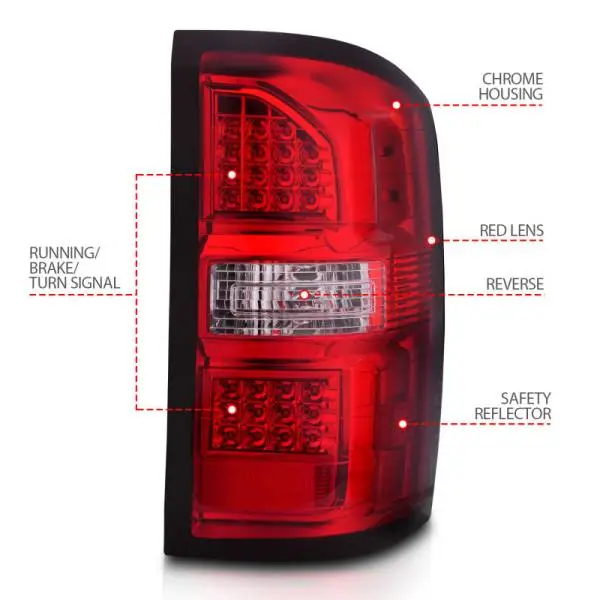 ANZO 2014-2018 GMC Sierra LED Tail Lights Black Housing Red/Clear Lens thumbnail 11
