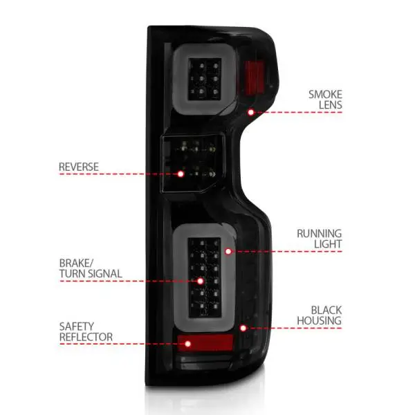 ANZO 19-21 Chevy Silverado Work Truck Full LED Taillights Blk Housing Smoke Lens G2 (w/C light Bars) thumbnail 11