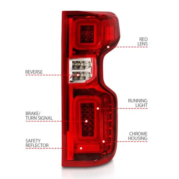 ANZO 19-21 Chevy Silverado Work Truck Full LED Taillights Chrome Housing Red Lens G2(w/C light Bars) thumbnail 8