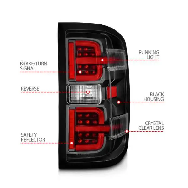 ANZO 15-19 Chevy Silverado 2500HD/3500HD (Halgn Only) LED Tail Lights w/Black Light Bar & Clear Lens thumbnail 11