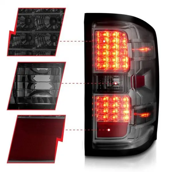 ANZO 15-19 Chevy Silverado 2500HD/3500HD (Halgn Only) LED Tail Lights w/Smoke Light Bar & Clear Lens thumbnail 4