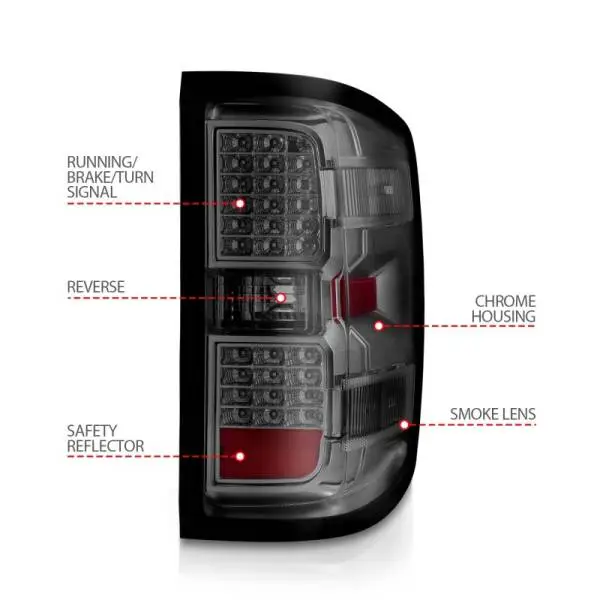 ANZO 15-19 Chevy Silverado 2500HD/3500HD (Halgn Only) LED Tail Lights w/Smoke Light Bar & Clear Lens thumbnail 7