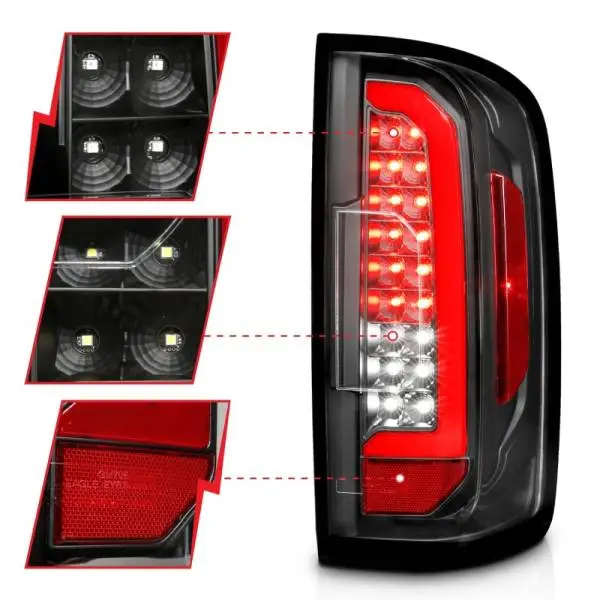 ANZO 15-21 Chevrolet Colorado Full LED Tail Lights w/ Red Lightbar Black Housing Clear Lens thumbnail 4