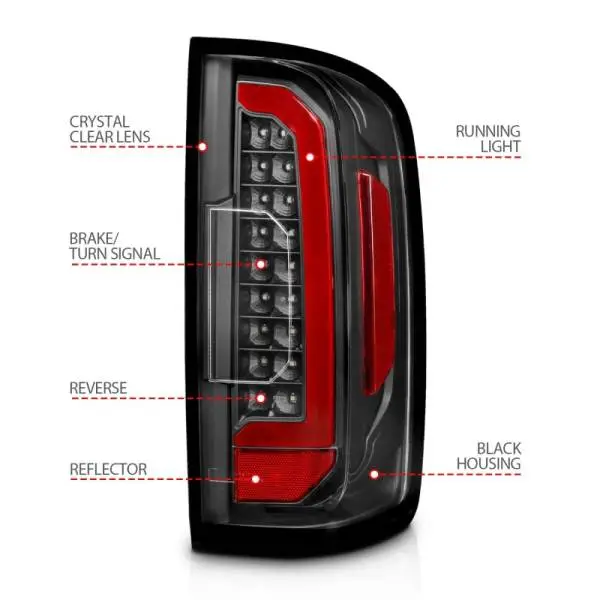 ANZO 15-21 Chevrolet Colorado Full LED Tail Lights w/ Red Lightbar Black Housing Clear Lens thumbnail 5