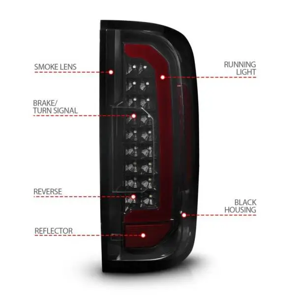 ANZO 15-21 Chevrolet Colorado Full LED Tail Lights w/ Red Lightbar Black Housing Smoke Lens thumbnail 4