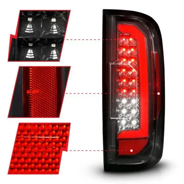 ANZO 15-21 GMC Canyon Full LED Taillights w/ Red Lightbar Black Housing/Clear Lens thumbnail 4