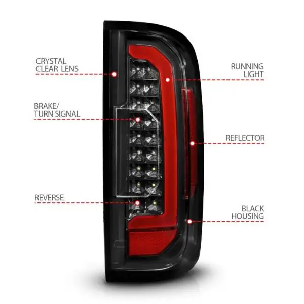 ANZO 15-21 GMC Canyon Full LED Taillights w/ Red Lightbar Black Housing/Clear Lens thumbnail 5