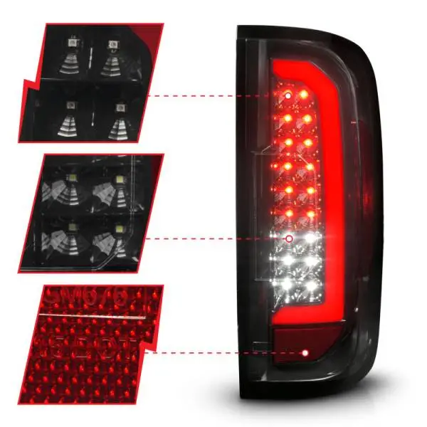 ANZO 15-21 GMC Canyon Full LED Tail Lights w/ Red Lightbar Black Housing Smoke Lens thumbnail 10