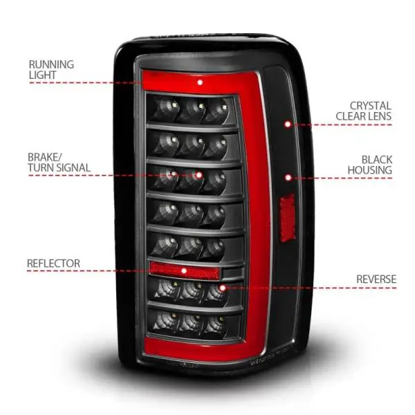 ANZO 00-06 Chevrolet Tahoe / GMC Yukon Full LED Taillights w/ Lightbar Black Housing/Clear Lens thumbnail 5