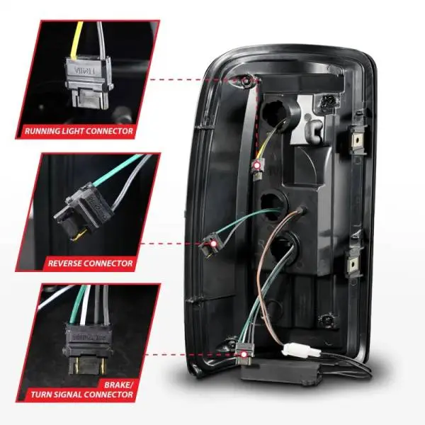 ANZO 00-06 Chevrolet Tahoe / GMC Yukon Full LED Taillights w/ Lightbar Black Housing/Clear Lens thumbnail 6
