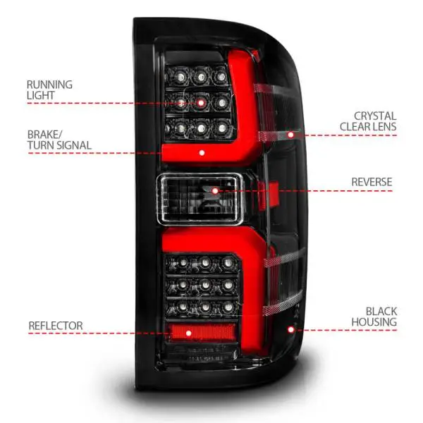 ANZO 15-19 Chevrolet Silverado 2500 HD/3500 HD LED Taillight w/ Sequential Black Housing/Clear Lens thumbnail 10