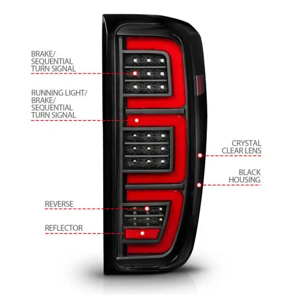 ANZO 19-23 GMC Sierra 1500/2500HD/3500HD Black Replacement Full LED Bar Tail Light thumbnail 5