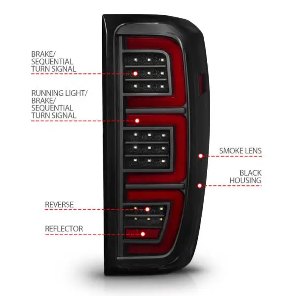ANZO 19-23 GMC Sierra 1500/2500HD/3500HD Smoke Black Replacement Full LED Bar Tail Light thumbnail 10