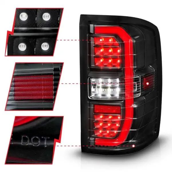 ANZO 14-18 GMC Sierra 1500 Full LED Taillights Black Housing Clear Lens (w/C Light Bars) thumbnail 4