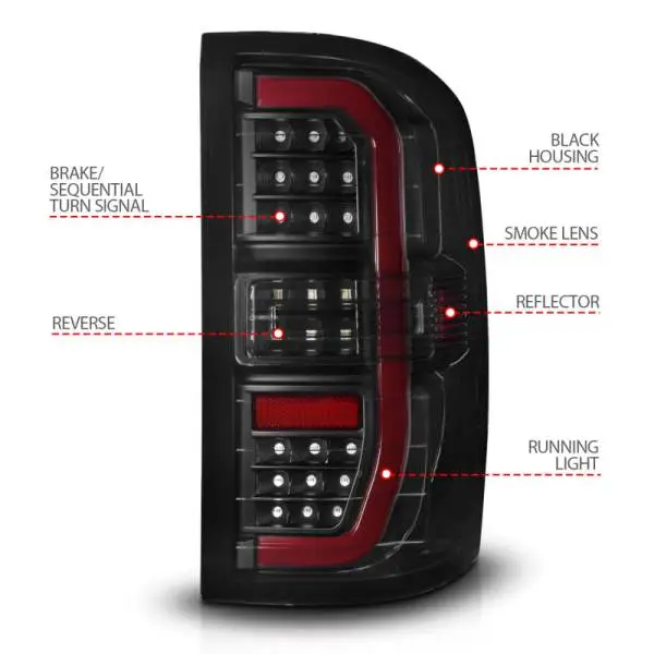 ANZO 14-18 GMC Sierra 1500 Full LED Taillights Black Housing Smoke Lens (w/C Light Bars) thumbnail 10