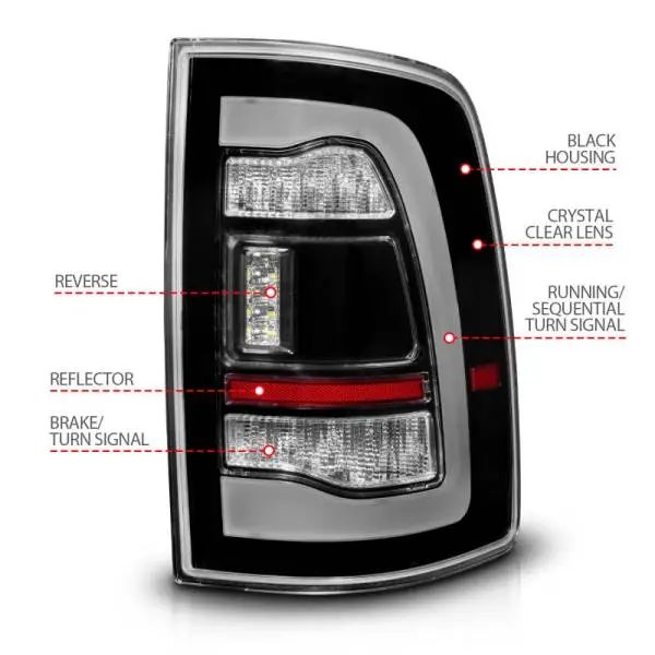 ANZO 09-18 Dodge Ram 1500 Sequential LED Taillights Black thumbnail 10