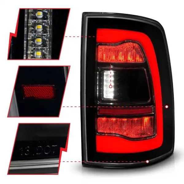 ANZO 09-18 Dodge Ram 1500 Sequential LED Taillights Smoke Black thumbnail 4