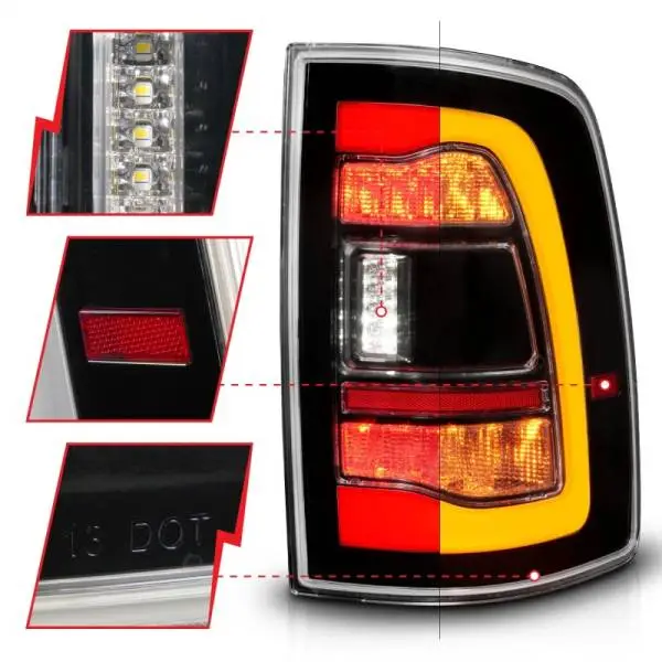 ANZO 09-18 Dodge Ram 1500 Sequential LED Taillights Black w/Switchback Amber Signal thumbnail 4