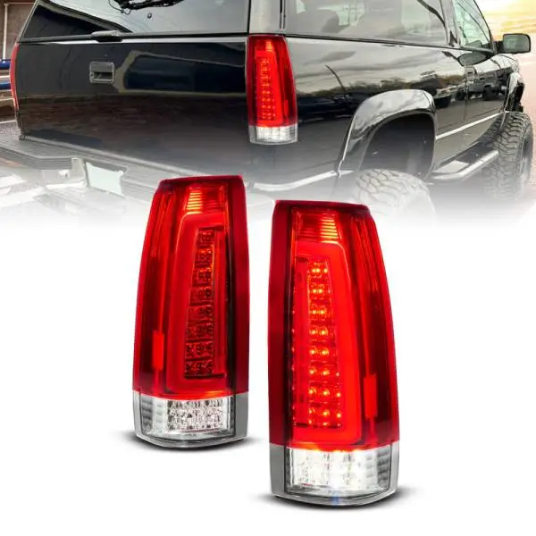 ANZO 88-99 Chevy C/K1500/2500/3500 Full LED Light Tube Taillights Chrome Housing Red/Clear Lens thumbnail 2