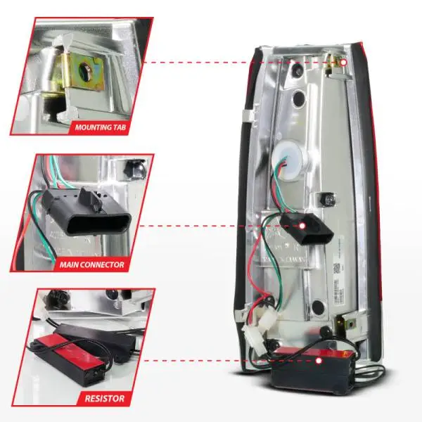 ANZO 88-99 Chevy C/K1500/2500/3500 Full LED Light Tube Taillights Chrome Housing Red/Clear Lens thumbnail 5