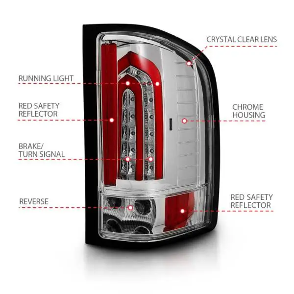 ANZO 2007-2013 Chevrolet Silverado 1500 LED Taillights Chrome thumbnail 11