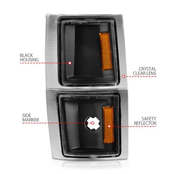 ANZO 1994-1998 Chevrolet Blazer Corner Lights Black Housing Clear Lens w/ Amber Reflector thumbnail 5